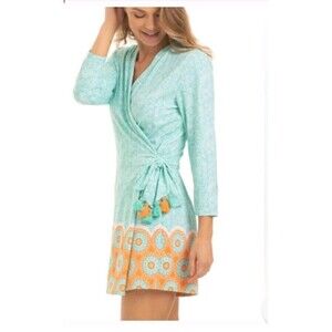 Cabana Life Aqua Citrus Tassel Wrap Romper Cover-up boho travel chic cruise